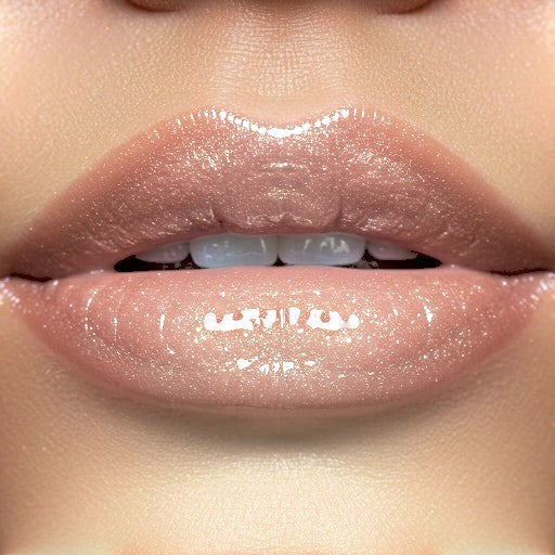 Hello Biscuit Beauty Palomino Lip Gloss: clear, sparkly pink gloss with a smooth, non-sticky finish. Nourishing Squalane and Vitamin E.