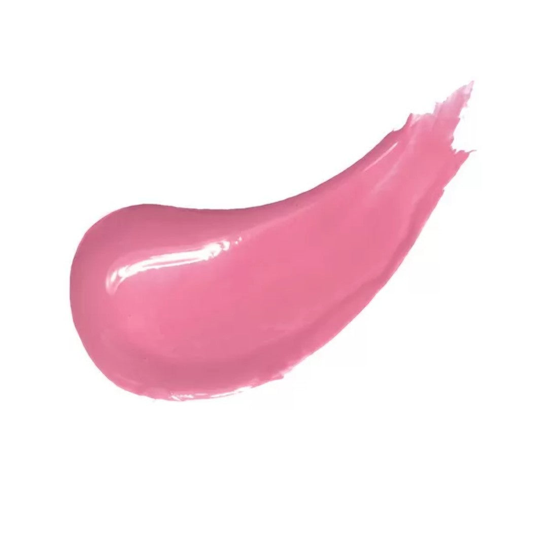 Hello Biscuit Beauty Strawberry Wine lip gloss swatch in a soft pink shade with a radiant, non-sticky shine.
